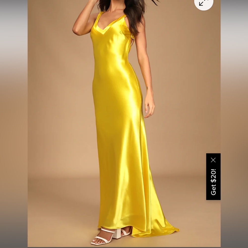 Lulu’s yellow satin maxi dress size Medium
